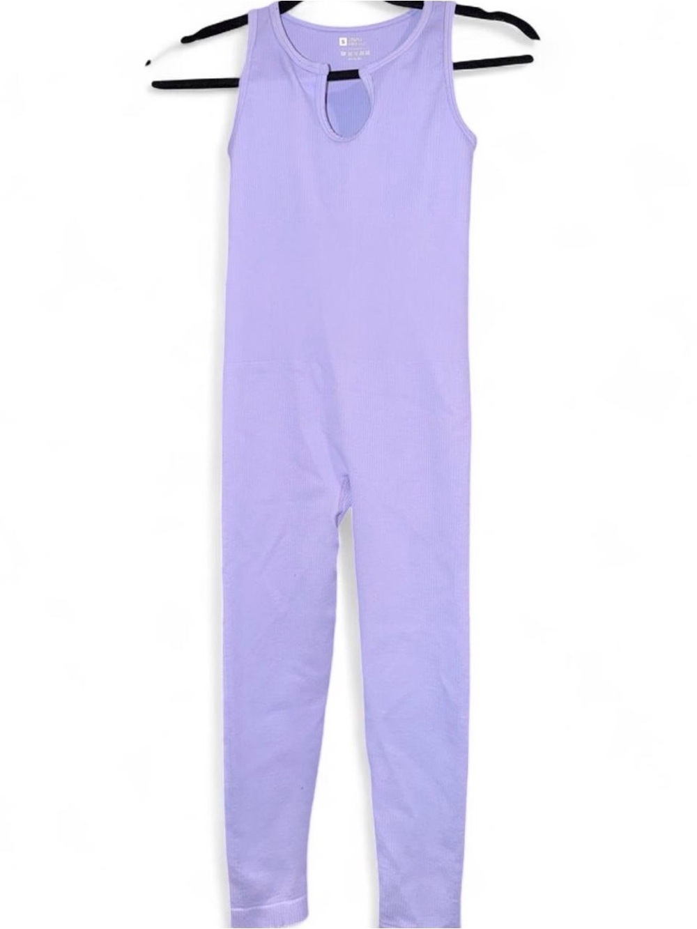 Sleeveless Lavender Ribbed Jumpsuit with Keyhole Neck